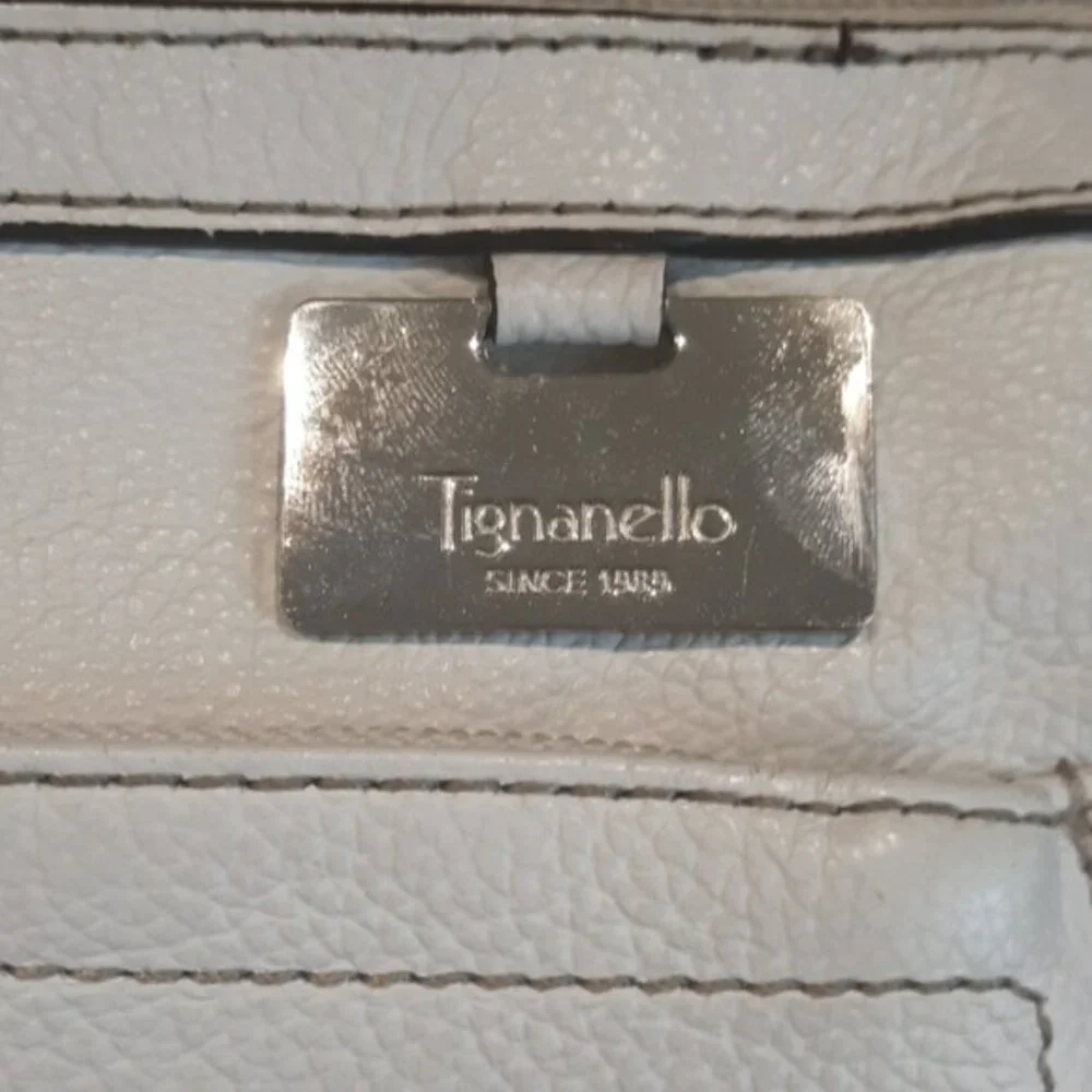Tignanello Small White Pebbled Leather Crossbody | Organizer Purse Bag